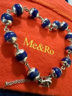 WOW POSHMARK - Authentic Me & Ro Lapis  & Sterling Silver Flower Bracelet